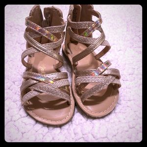 Gold glitter/metallic/leather sandals